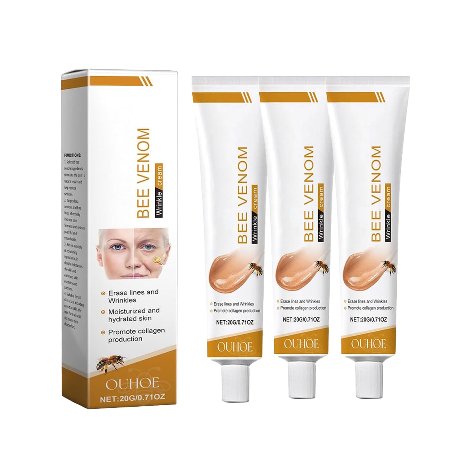 Deuiosna Bee Venom Wrinkle Removal Cream - Anti-Aging Firming Set (3PCS) | Moisturizing & Lifting for All Skin Types