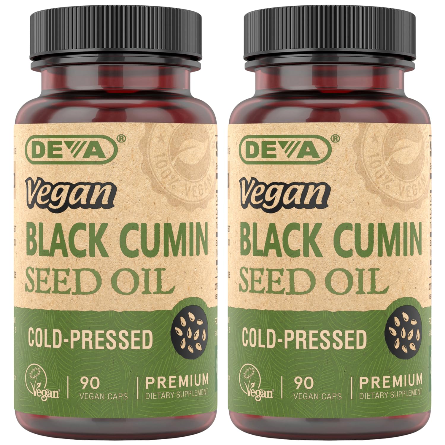DEVA Vegan Black Cumin Seed Oil – Cold-Pressed, Unrefined, 2-Pack (90 Vegan Capsules)