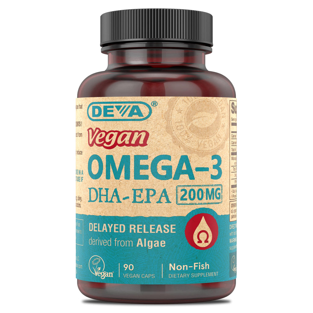 DEVA Nutrition Vegan Omega-3 DHA-EPA from Micro Algae | Delayed-Release 90 Vegan Capsules