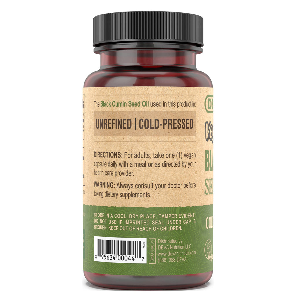 DEVA Vegan Black Cumin Seed Oil – Cold-Pressed, Unrefined, 2-Pack (90 Vegan Capsules)