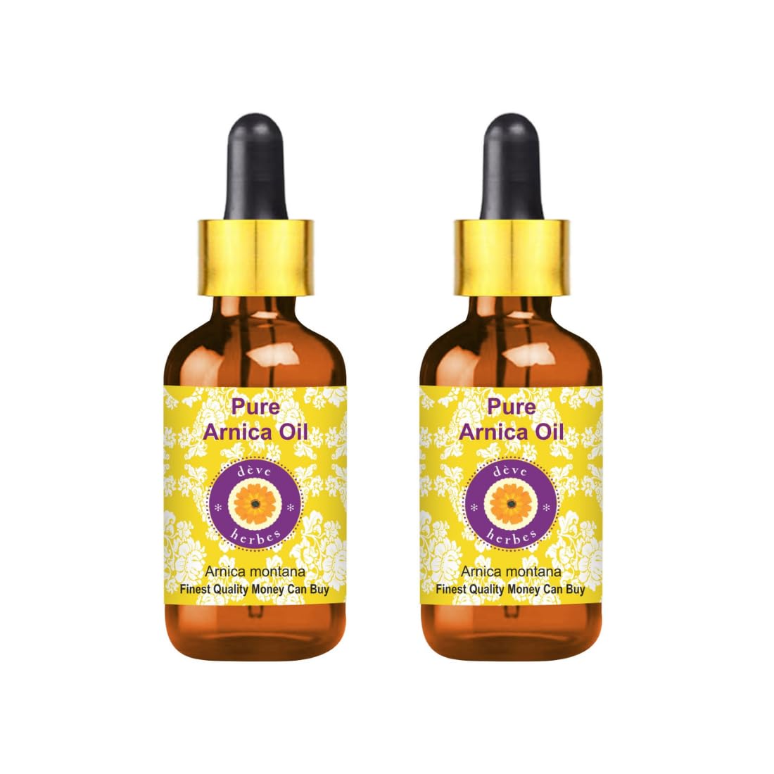 Deve Herbes Arnica Oil (Arnica Montana) – Pure, Lightweight, Non-Sticky | 2 x 30ml Glass Droppers
