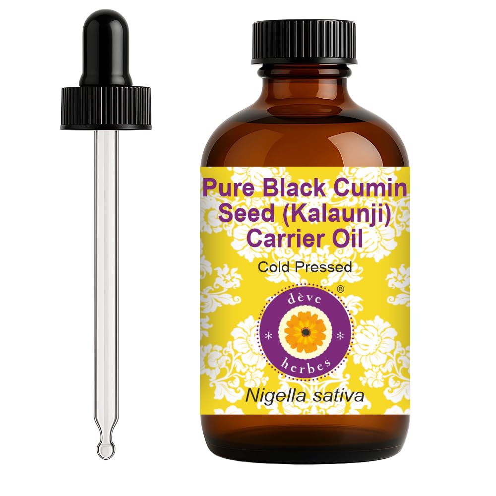 dève herbes Black Cumin Seed Oil with Glass Dropper – Cold-Pressed, 120ml for Hair, Skin & Massage