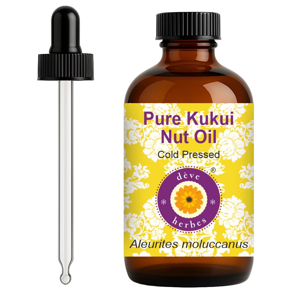 deve herbes Kukui Nut Oil with Glass Dropper | Cold-Pressed Carrier Oil 120ml