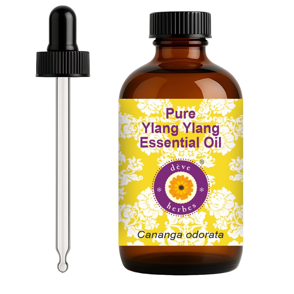 dève herbes Ylang Ylang Essential Oil (Cananga odorata) – 120ml with Glass Dropper | Pure, Steam Distilled