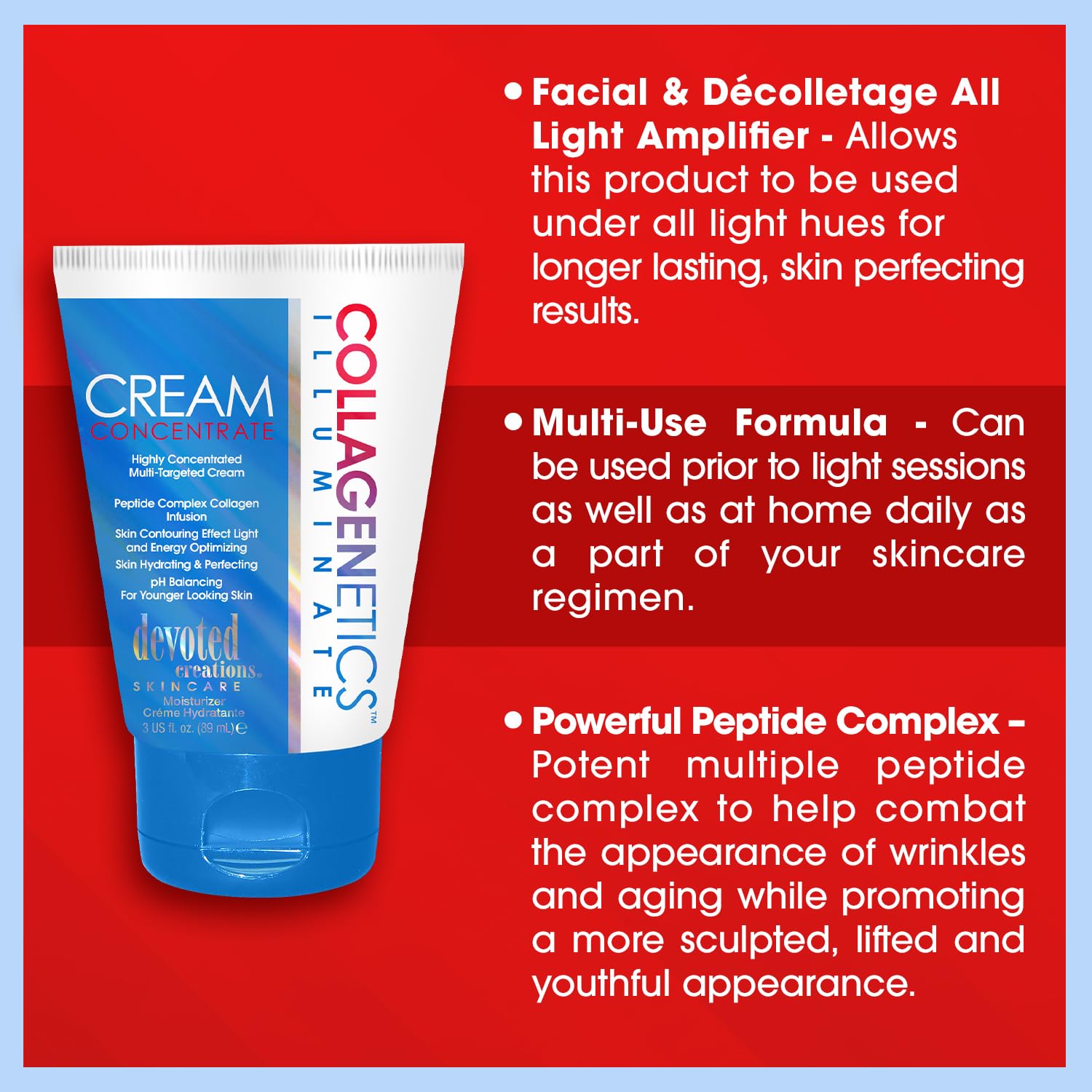 Devoted Creations Collagenetics Illuminate Cream Concentrate 3oz – Hydration, pH Balanced, Multi-Targeted Skin Perfection