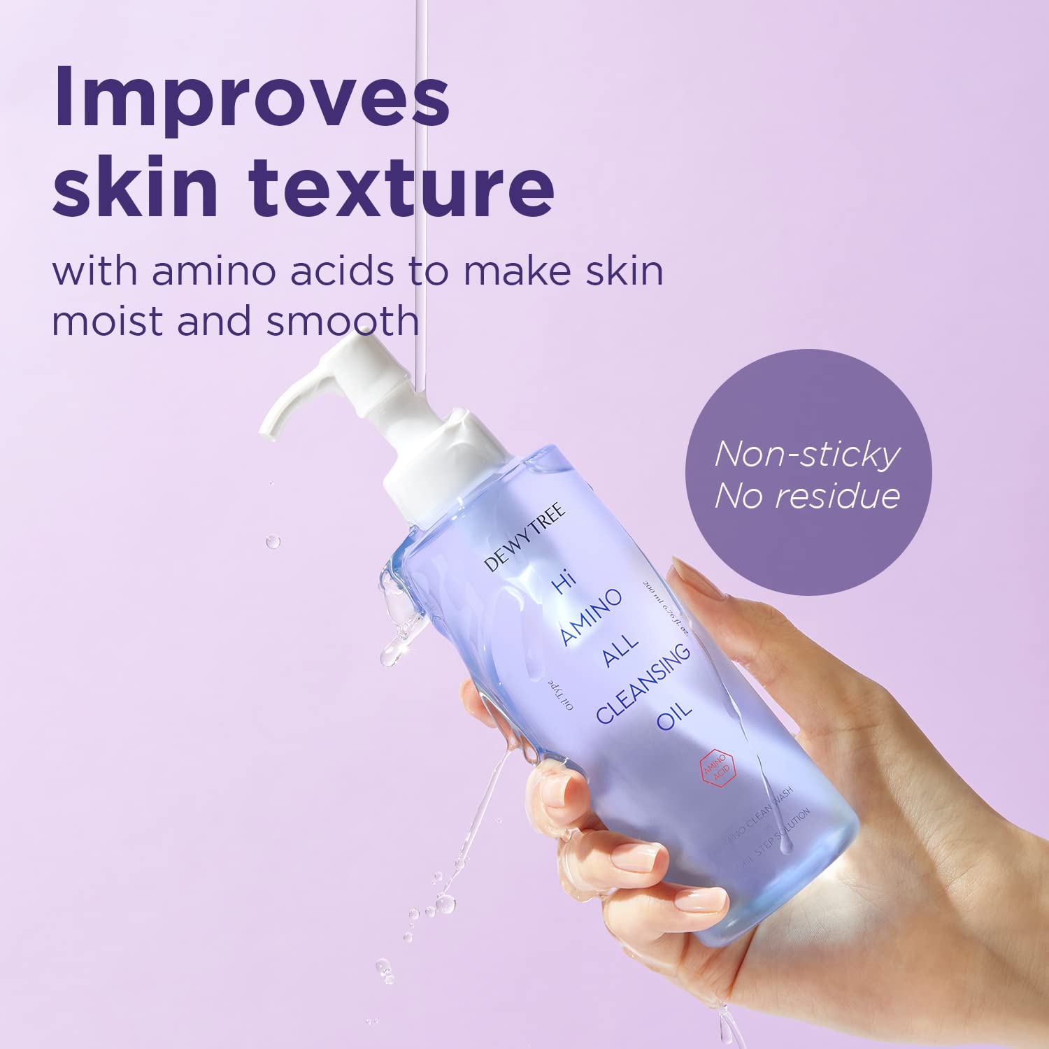 Dewytree Hi Amino All Cleansing Oil – Hydrating Deep Cleanser & Makeup Remover (6.76 fl oz)