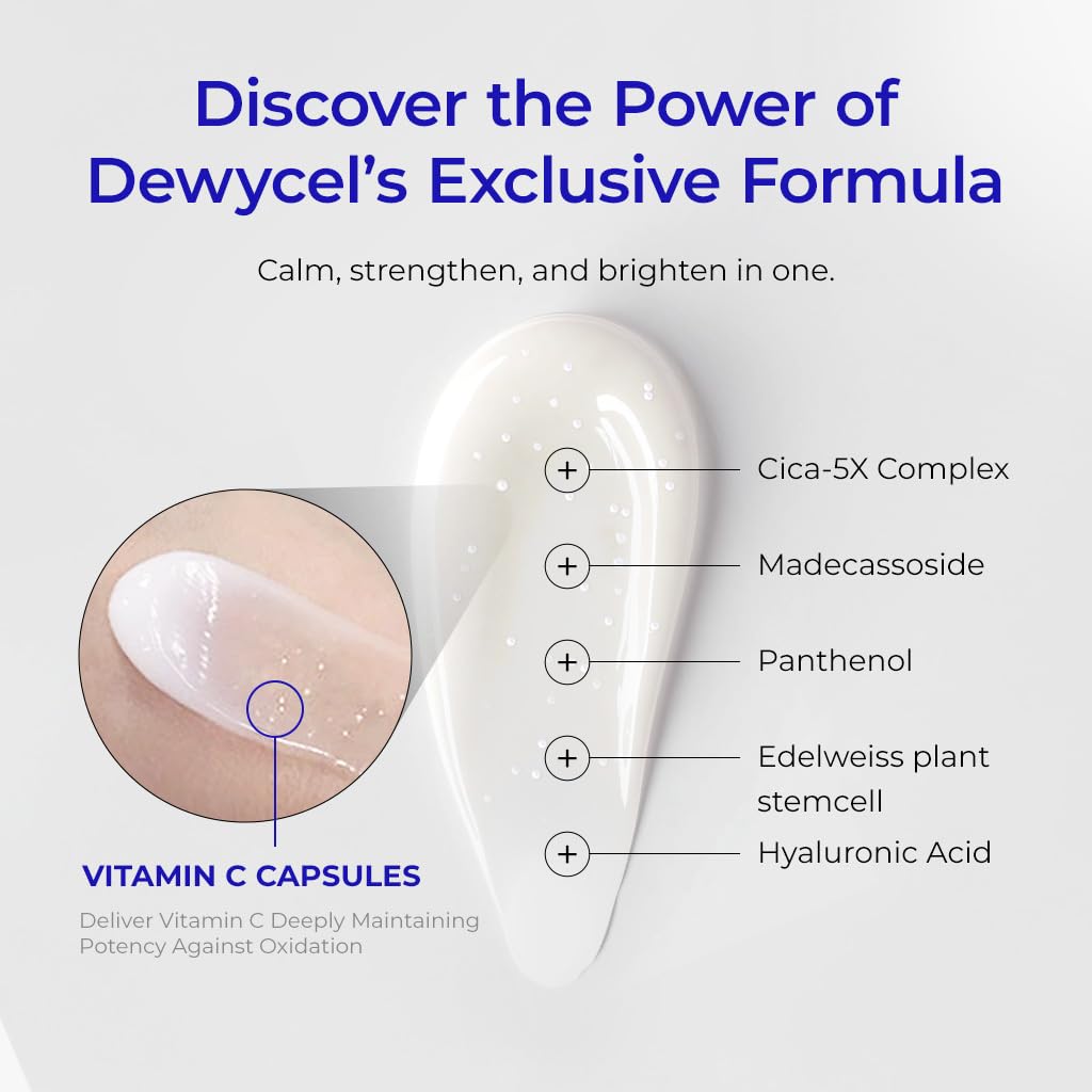 DEWYCEL Cica Plus Balm with Vitamin C Inducer — Premium Korean Day & Night Moisturizer | Centella Asiatica, Madecassoside, Hyaluronic Acid | 50 ml