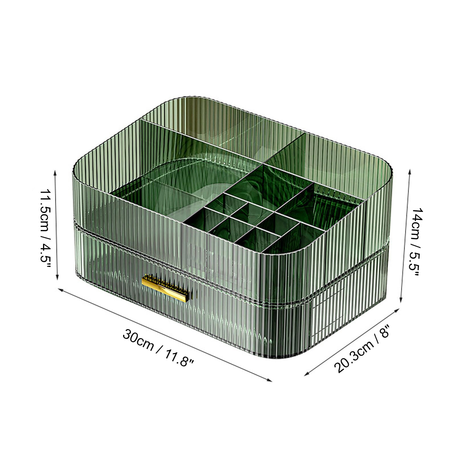 Dezzer Makeup Organizer with Stackable Drawers – Large Capacity Vanity Organizer (Green)
