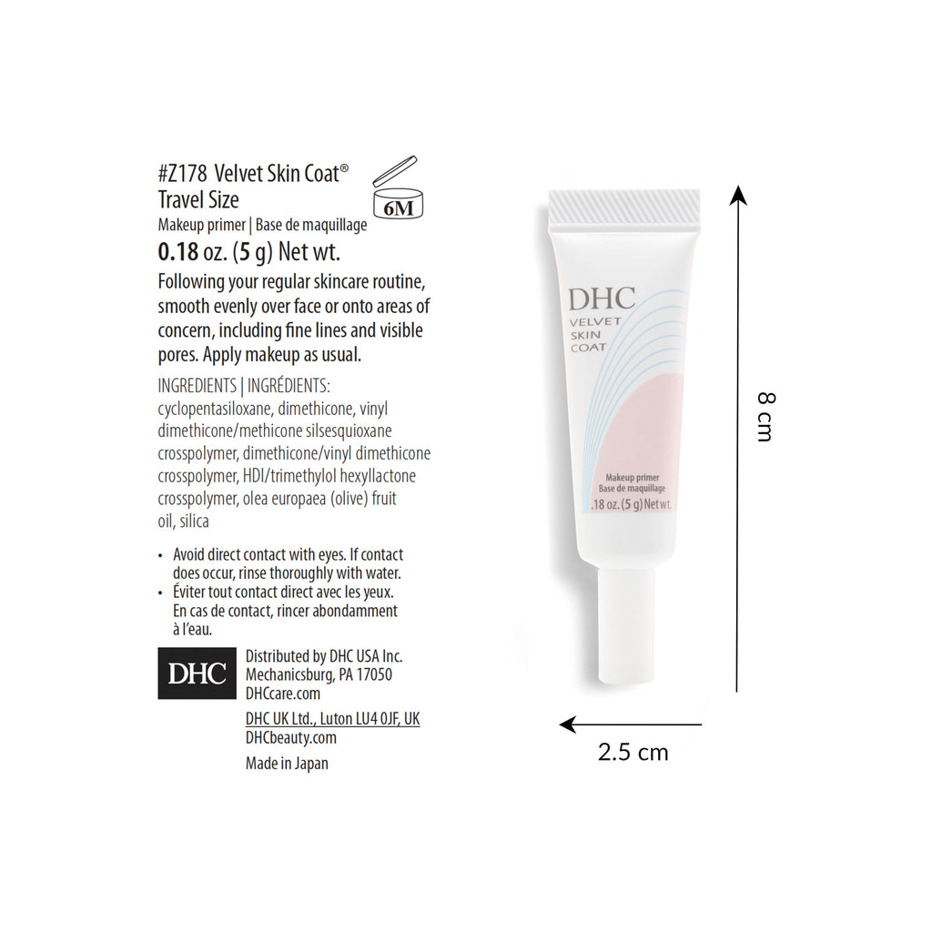 DHC Velvet Skin Coat Primer – Matte Finish, Clear Gel | Full Size + Travel Size