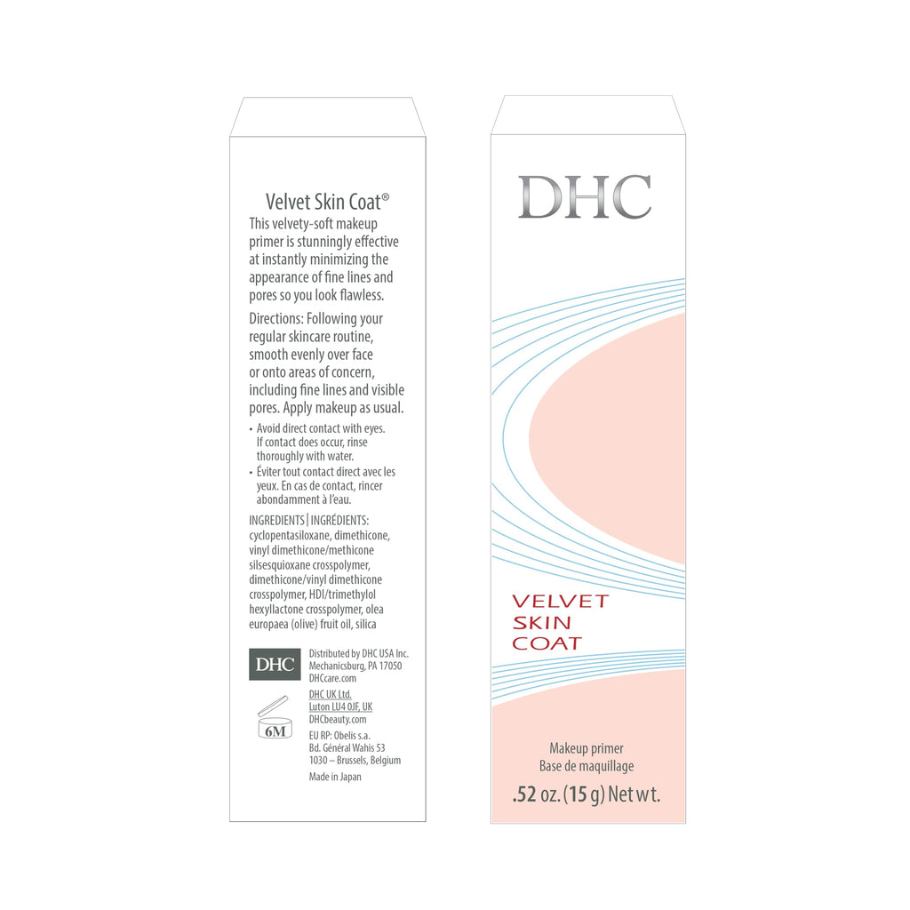 DHC Velvet Skin Coat Primer – Matte Finish, Clear Gel | Full Size + Travel Size