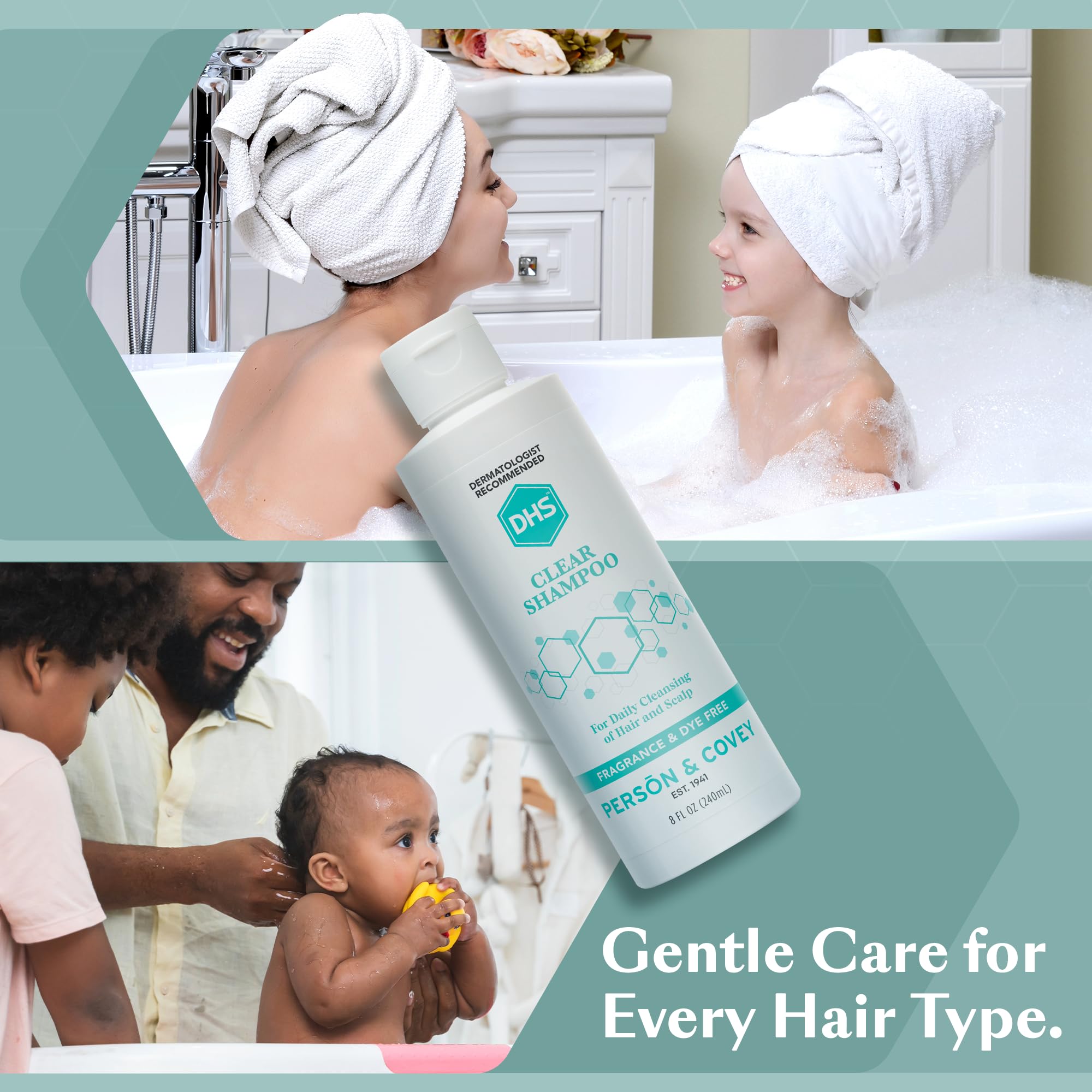 DHS Clear Shampoo – Fragrance-Free, Irritant-Free for Sensitive Scalp (8 oz)