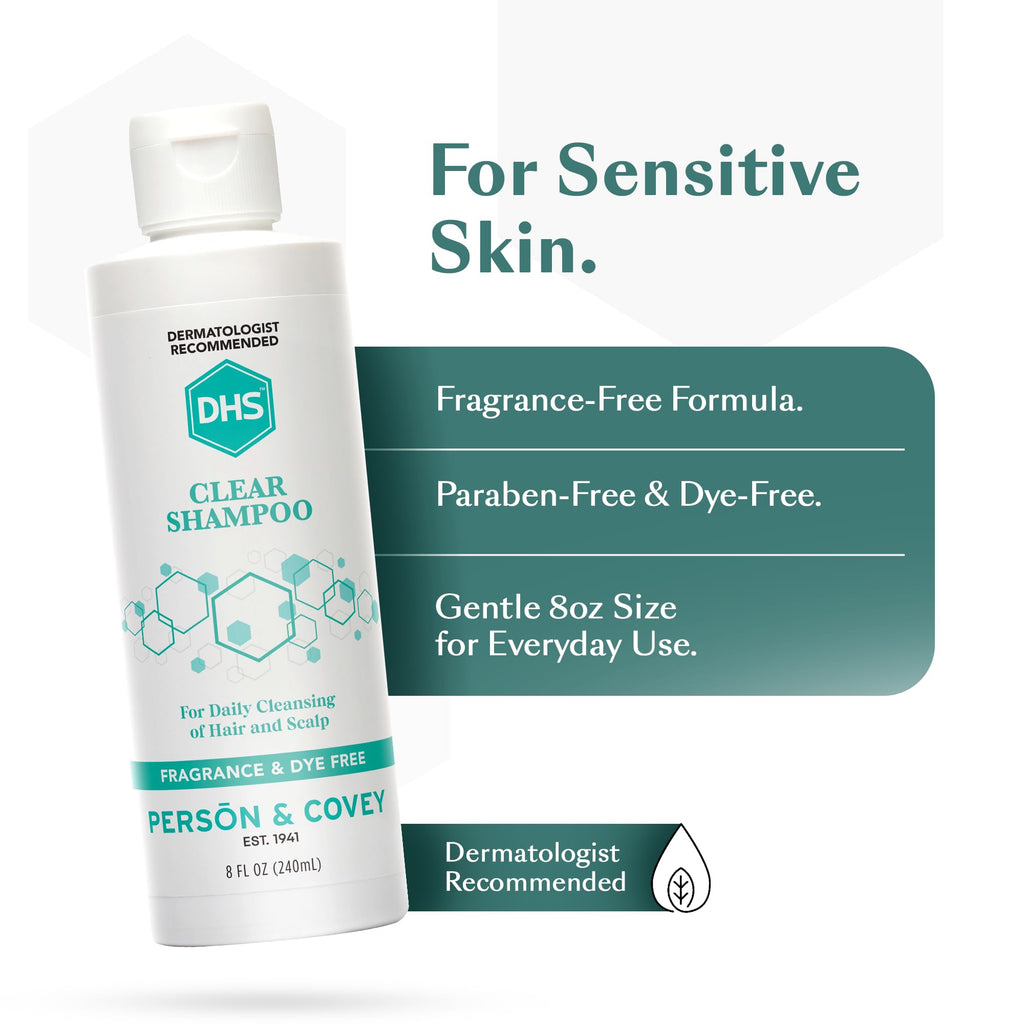 DHS Clear Shampoo – Fragrance-Free, Irritant-Free for Sensitive Scalp (8 oz)