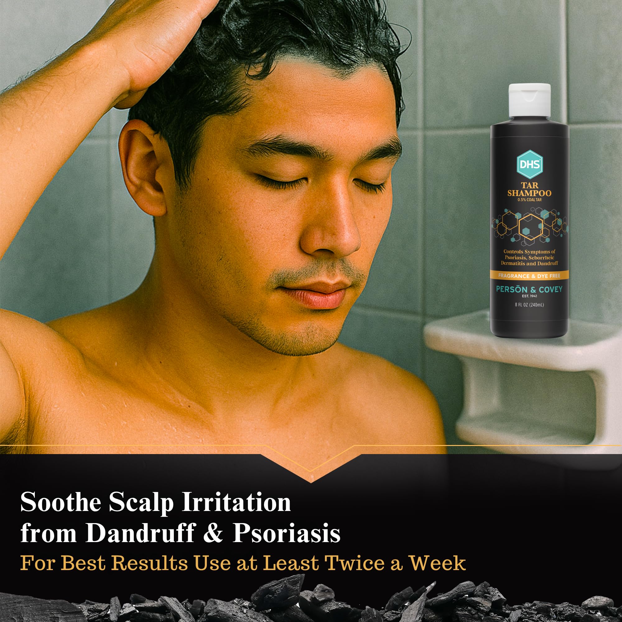 DHS Coal Tar Shampoo – Dandruff & Itchy Scalp Care for Men & Women, Unscented, 8 oz (Pack of 3)