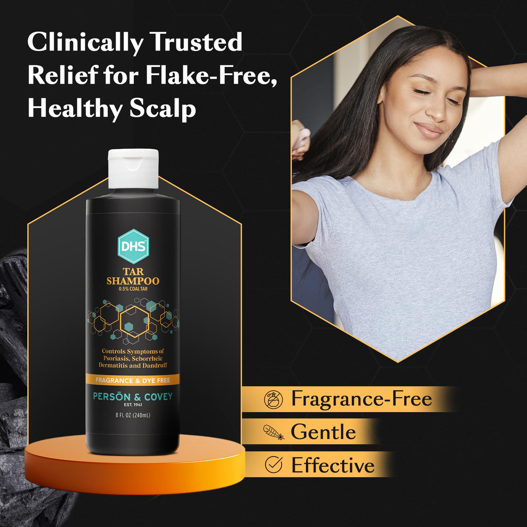 DHS Coal Tar Shampoo – Dandruff & Itchy Scalp Care for Men & Women, Unscented, 8 oz (Pack of 3)