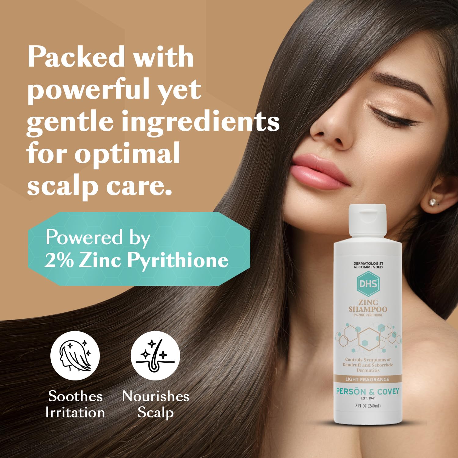DHS Zinc Shampoo – Dandruff Relief with 2% Zinc Pyrithione | 8 oz