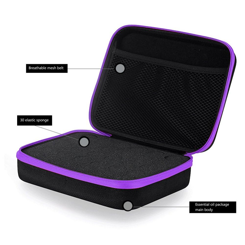 DHXYZZB Essential Oils Carrying Case – Holds 30 Bottles (5ml/10ml/15ml) with Hard EVA Shell, Green
