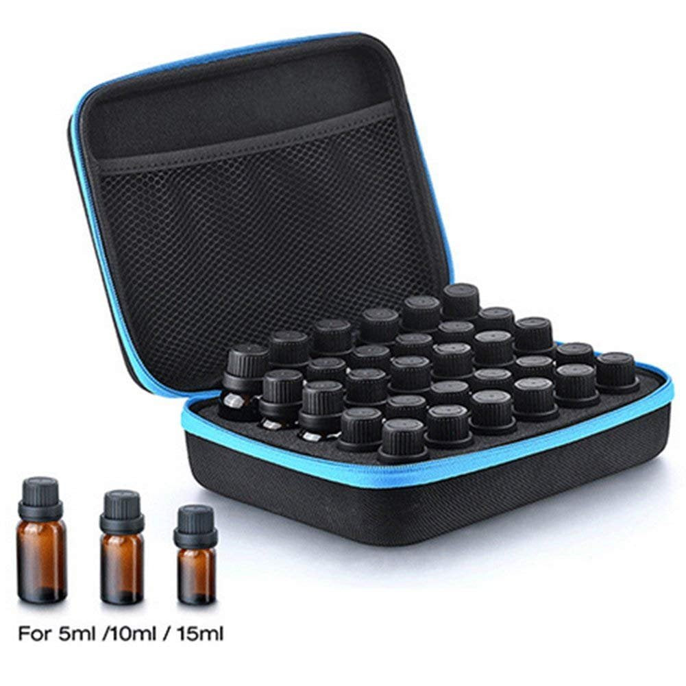 DHXYZZB Essential Oils Carrying Case – Holds 30 Bottles (5ml/10ml/15ml) with Hard EVA Shell, Green