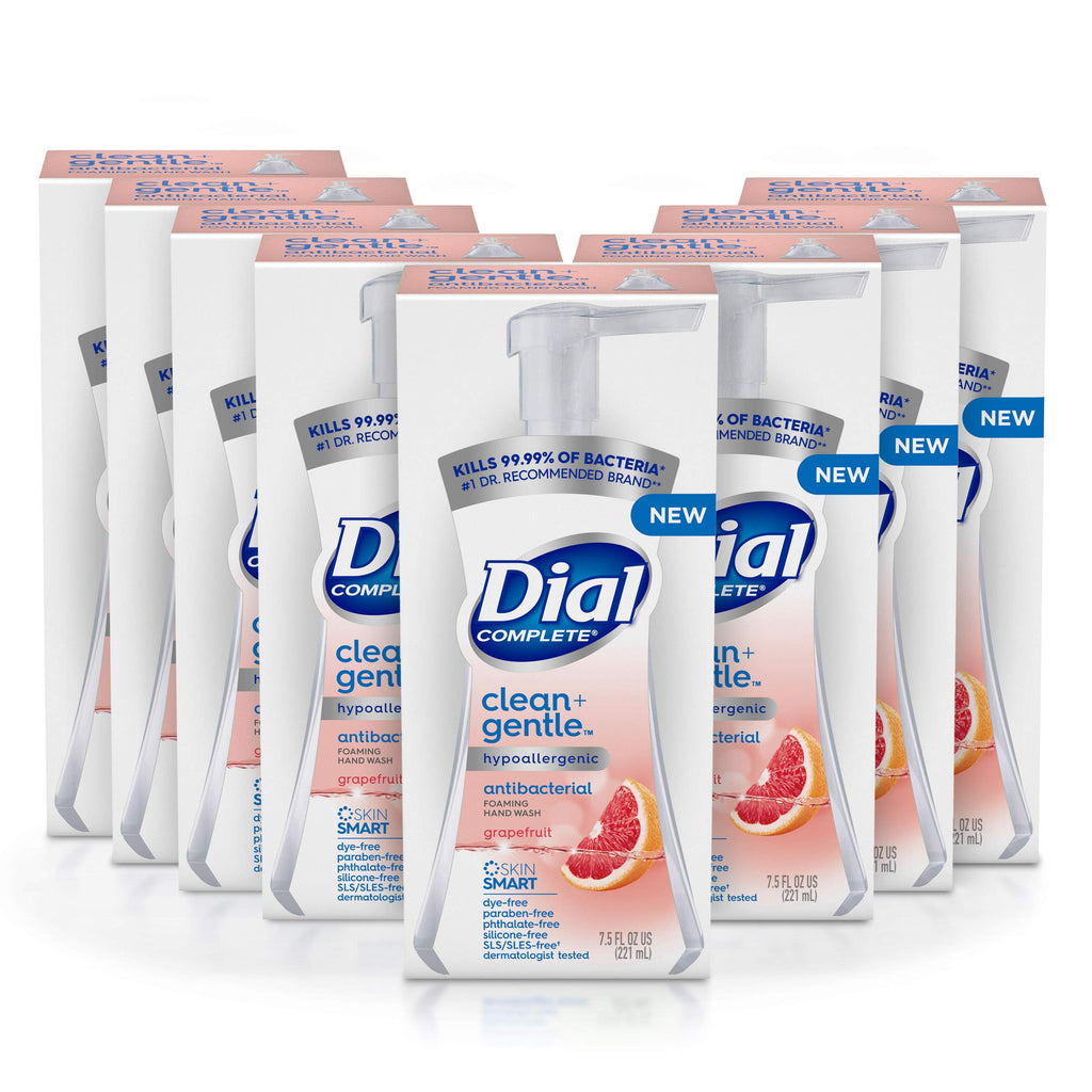 Dial Complete Clean + Gentle Antibacterial Foaming Hand Wash – Grapefruit, 7.5 Fl Oz (8 Count Case)