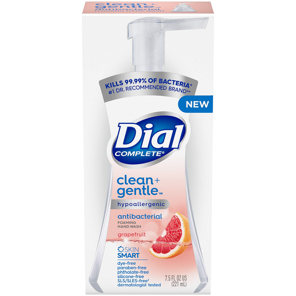 Dial Complete Clean + Gentle Antibacterial Foaming Hand Wash – Grapefruit, 7.5 Fl Oz (8 Count Case)