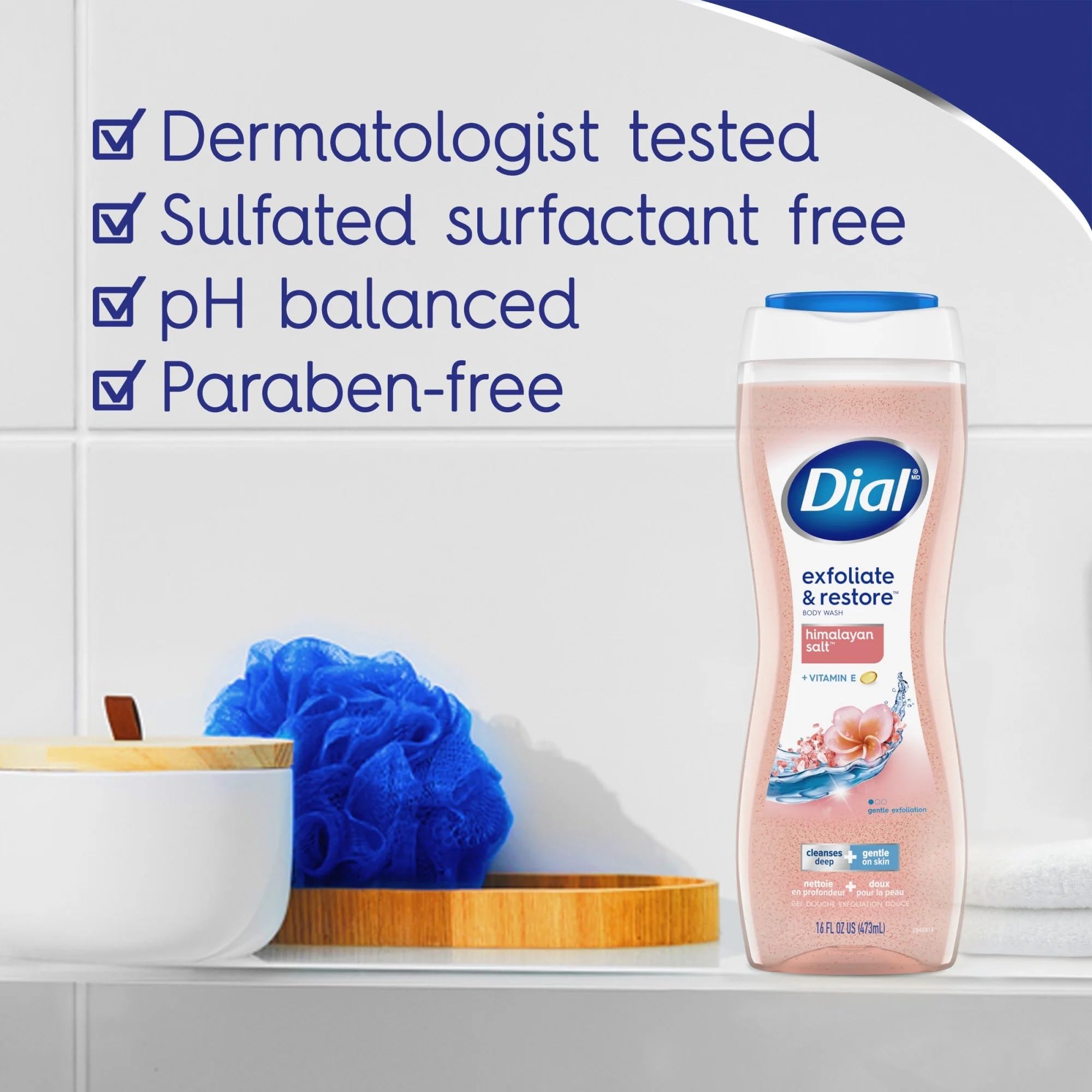 Dial Enriching Body Wash with Himalayan Salt – Hydrating 4-Pack (16 oz each)