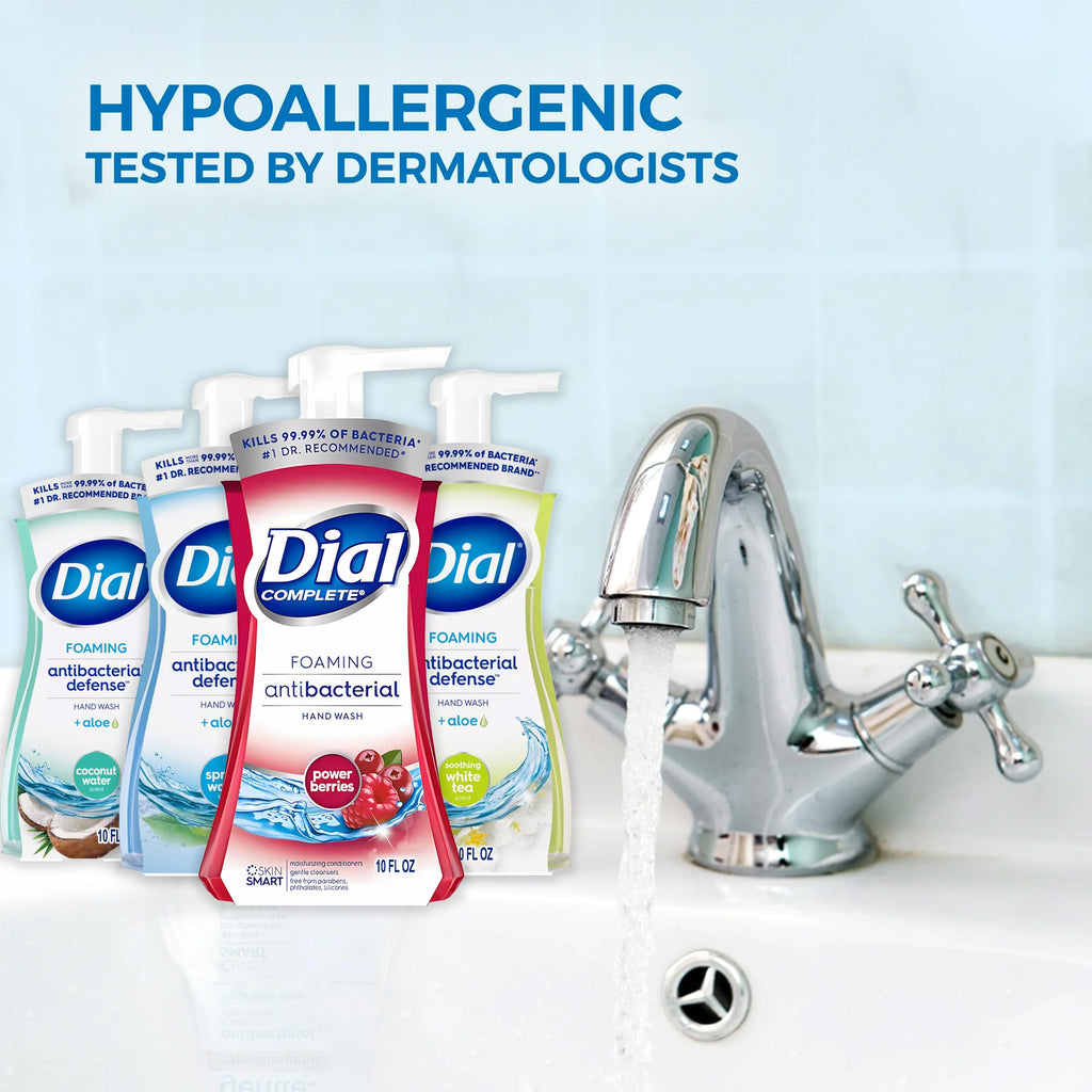 Dial Foaming Hand Wash Variety Pack – 4 x 10 oz Bottles (Coconut Water, White Tea, Power Berries, Spring Water)