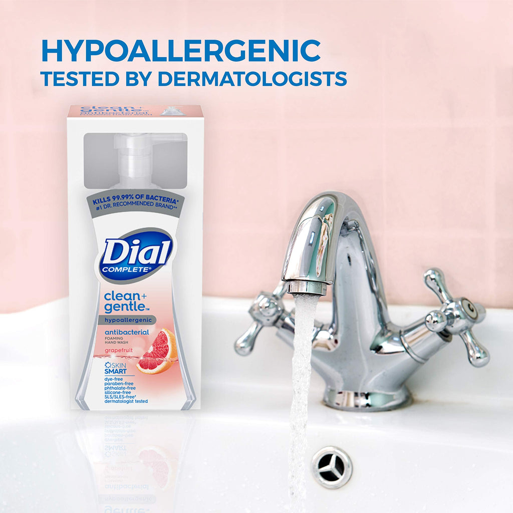 Dial Complete Clean + Gentle Antibacterial Foaming Hand Wash – Grapefruit, 7.5 Fl Oz (8 Count Case)