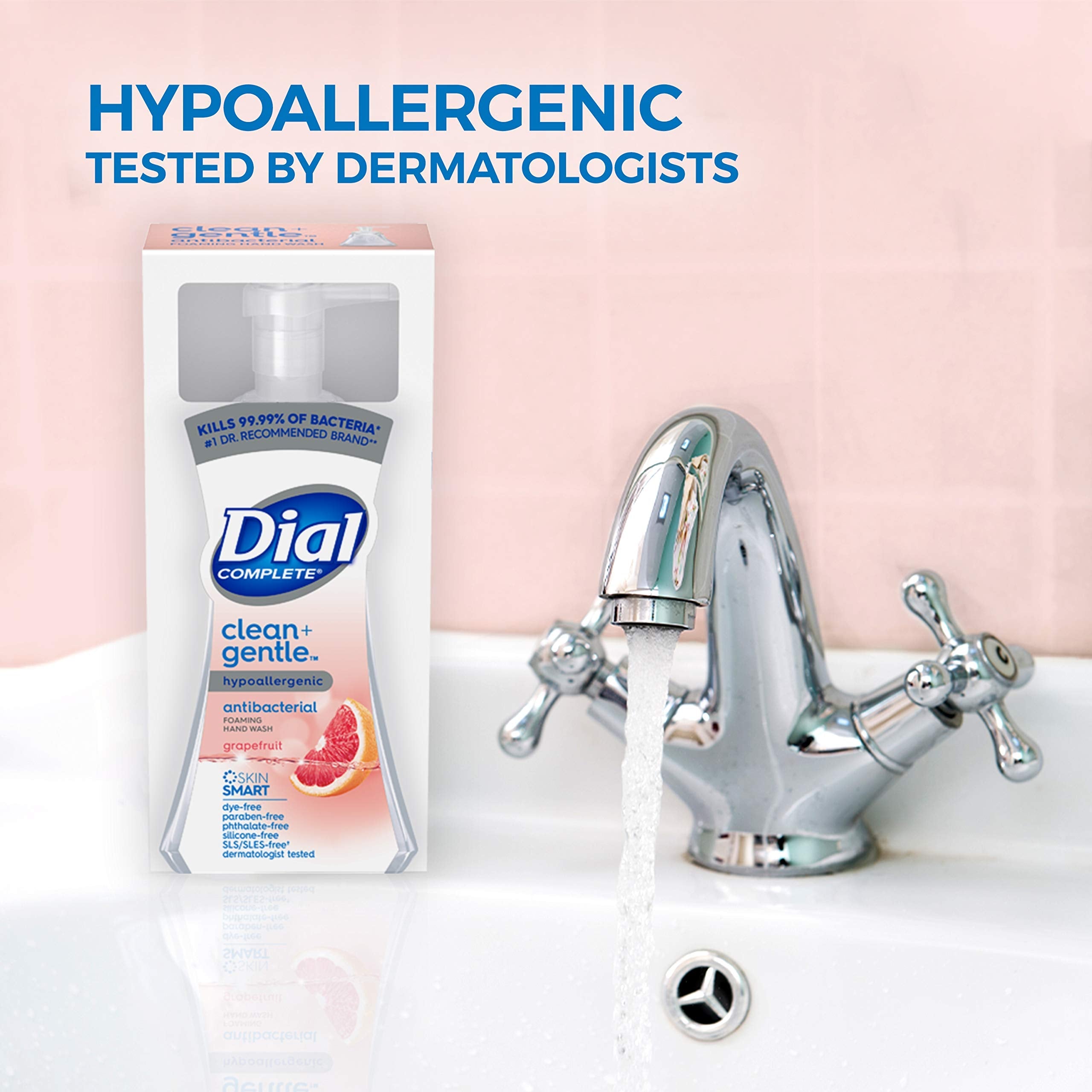 Dial Complete Clean + Gentle Antibacterial Foaming Hand Wash – Grapefruit, 7.5 Fl Oz (8 Count Case)