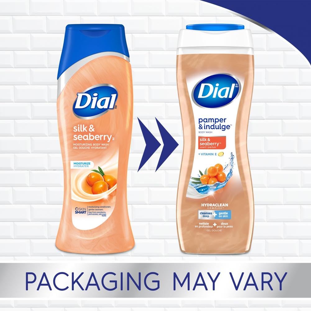 Dial Body Wash Pamper & Indulge Silk & Seaberry 4-Pack, 21 fl oz Each
