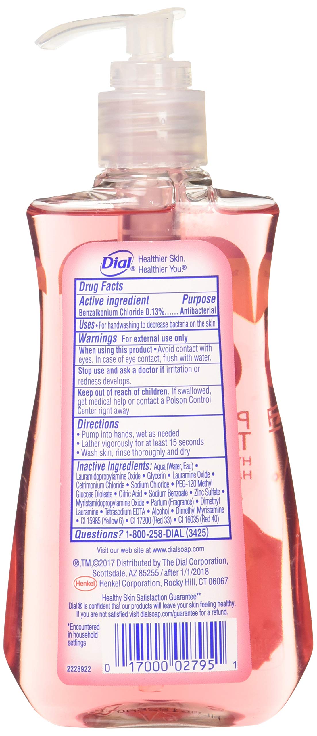 Dial Pomegranate & Tangerine Antibacterial Hand Soap with Moisturizer – Pack of 4 (7.5 oz bottles)