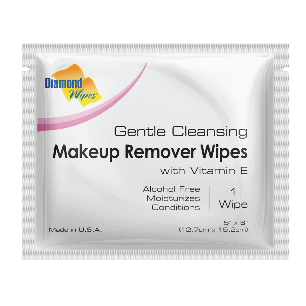 Diamond Wipes Face Cleansing & Waterproof Makeup Remover Wipes – Alcohol-Free with Vitamin E (Case of 50)