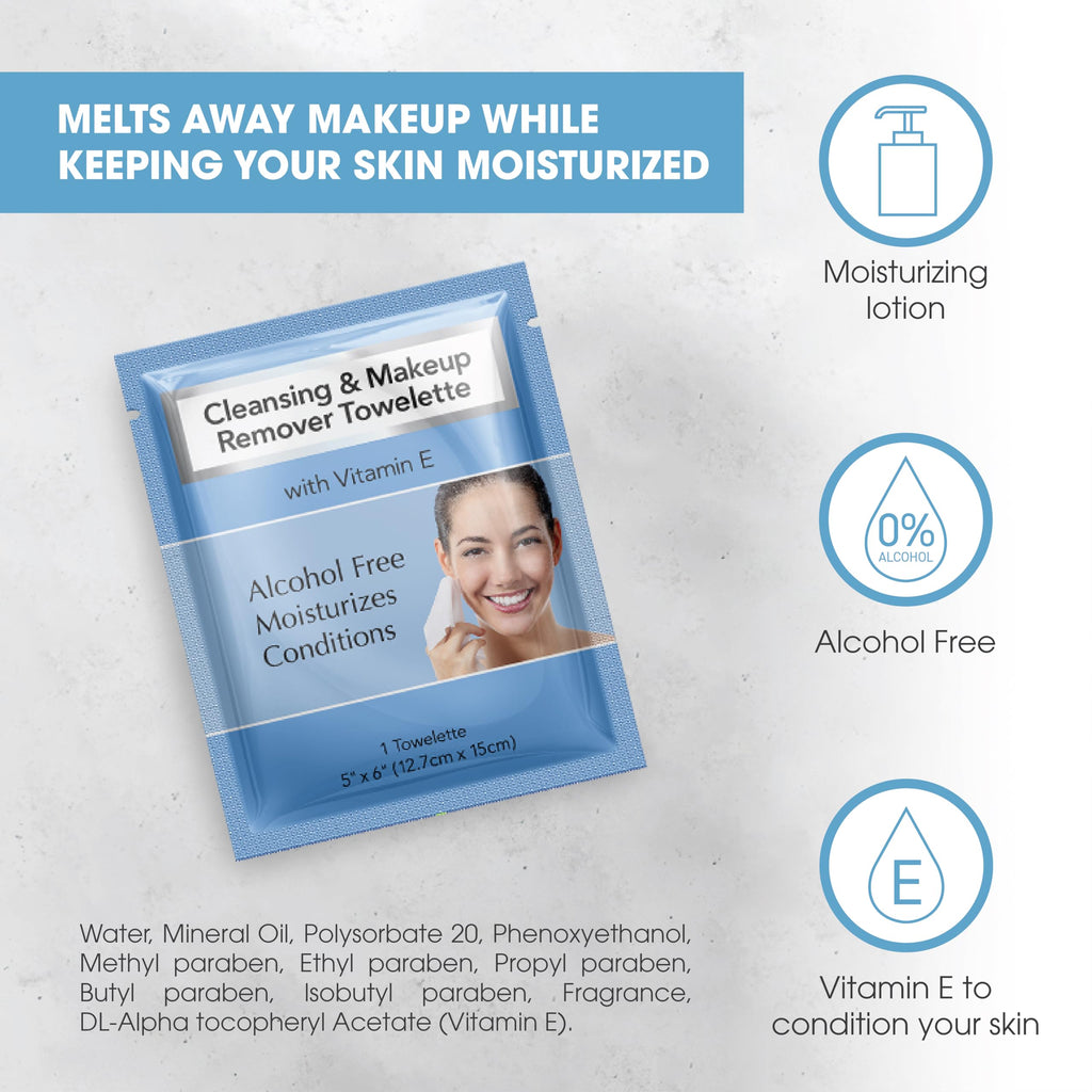 Diamond Wipes Makeup Remover Wipes – Alcohol-Free Facial Cleanser with Vitamin E | Case of 50