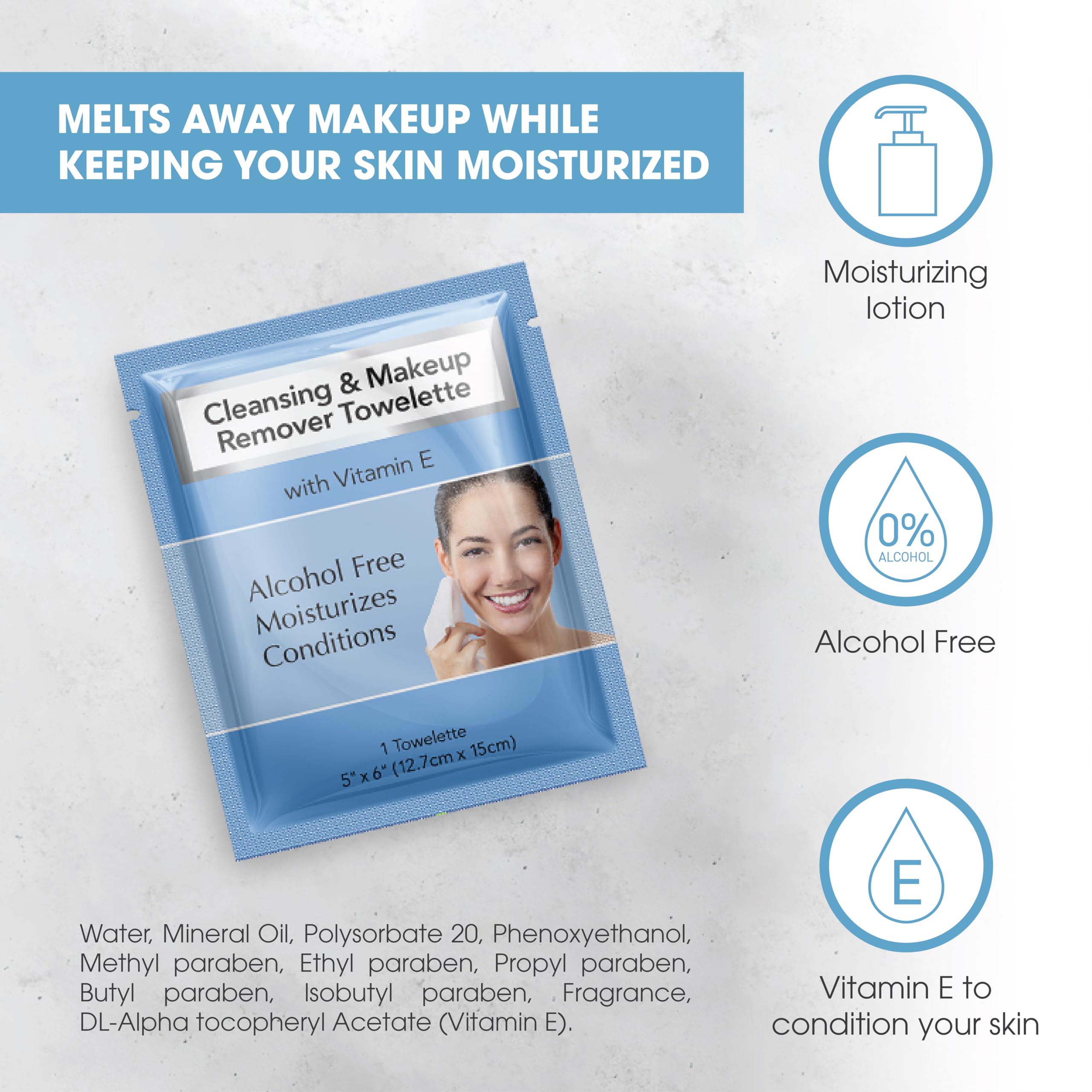 Diamond Wipes Makeup Remover Wipes – Alcohol-Free, Vitamin E, 250 Wipes