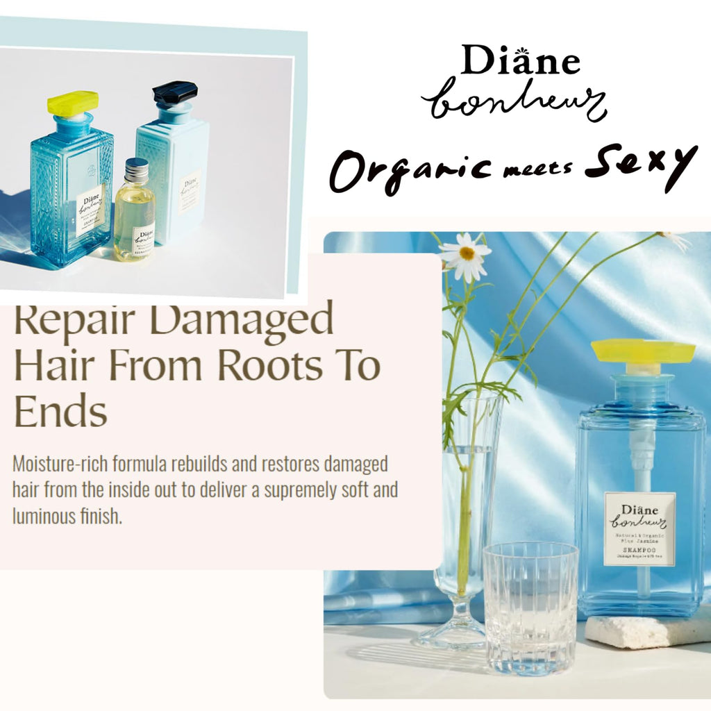 Diane Bonheur Moist Diane Hydrating Shampoo – Blue Jasmine, 16.9 oz / 500 mL, Sulfate & Silicone Free