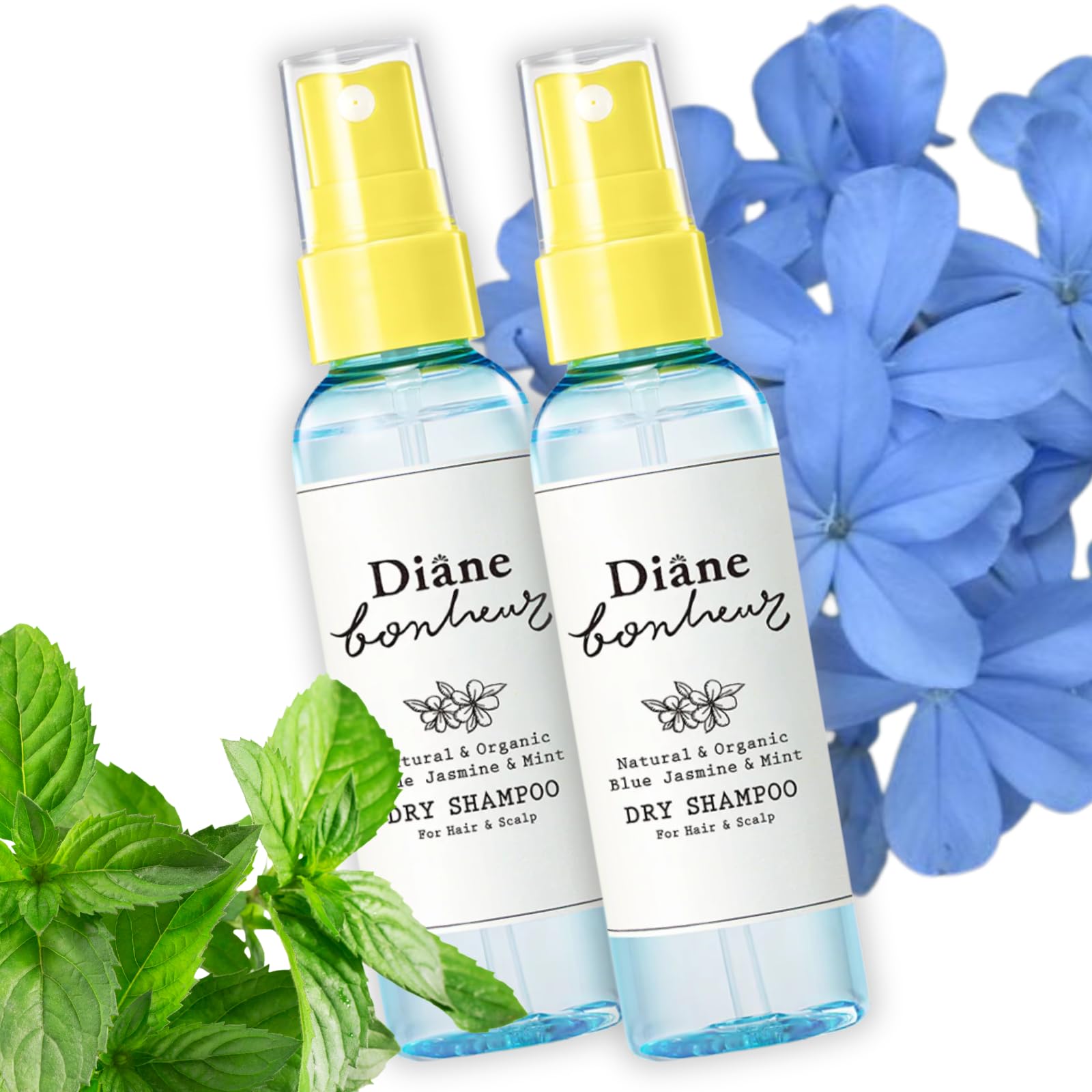 Diane Bonheur Natural Wet Dry Shampoo – Rosemary & Rose Water, Blue Jasmine & Mint; 4.06 oz (2EA)