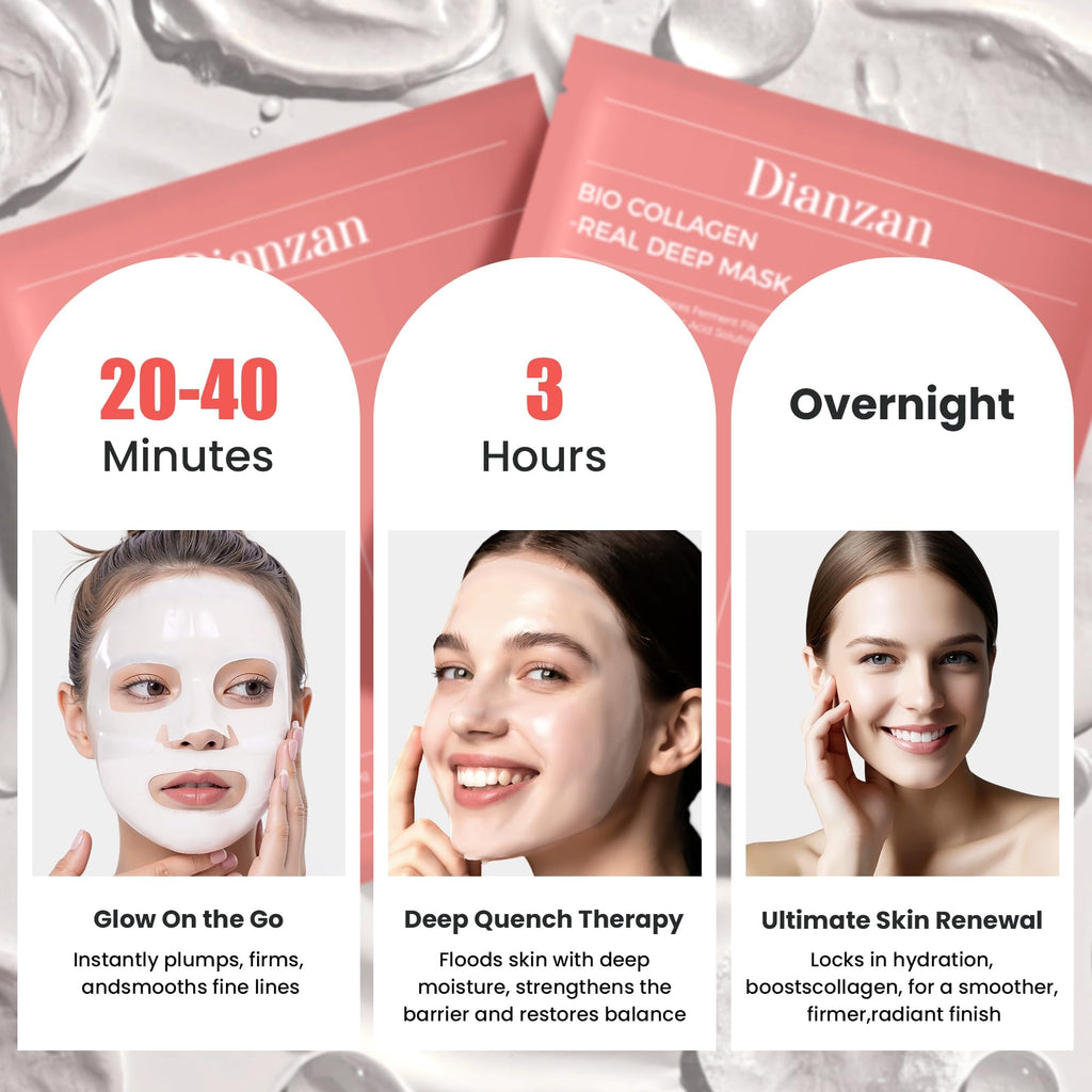 Dianzan Korean Overnight Bio-Collagen Mask – Deep Hydration, Firming, Glass Skin (4x35g)