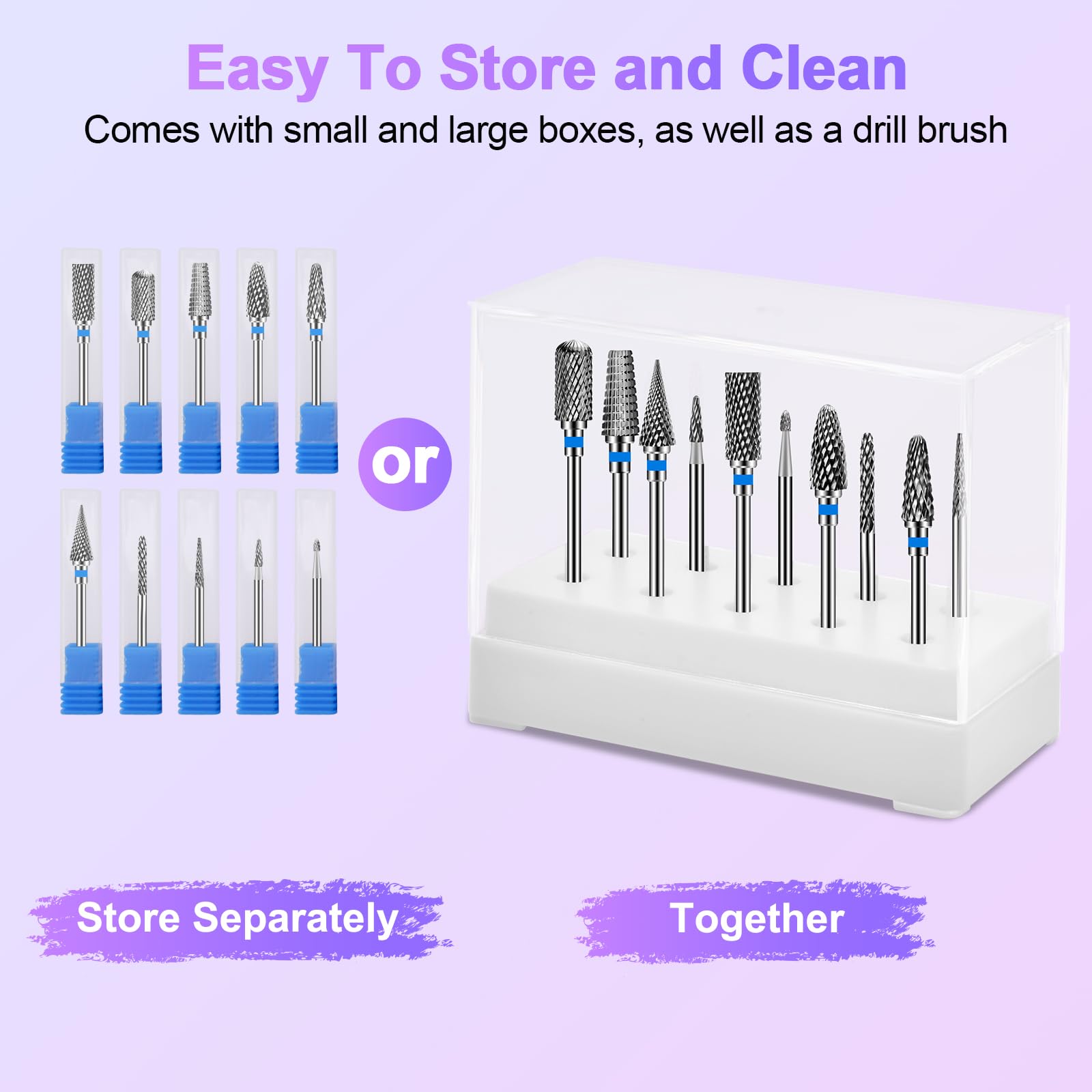 Diesisa 10Pcs Nail Drill Bits Set Tungsten Carbide Cuticle Bits 3-32 Inch Shank