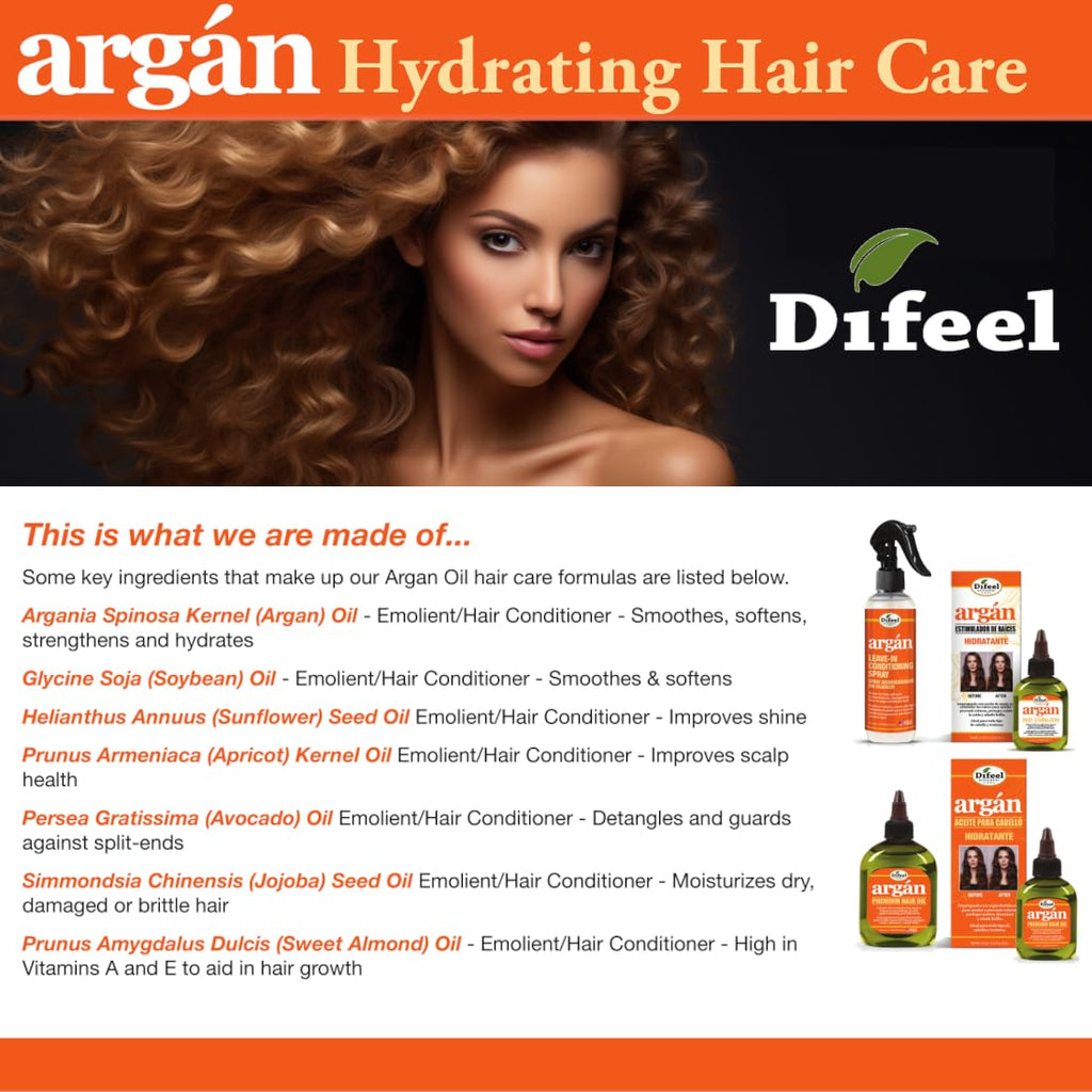 Difeel Argan Hydrating Shampoo 33.8 oz | Sulfate-Free Argan Oil Shampoo