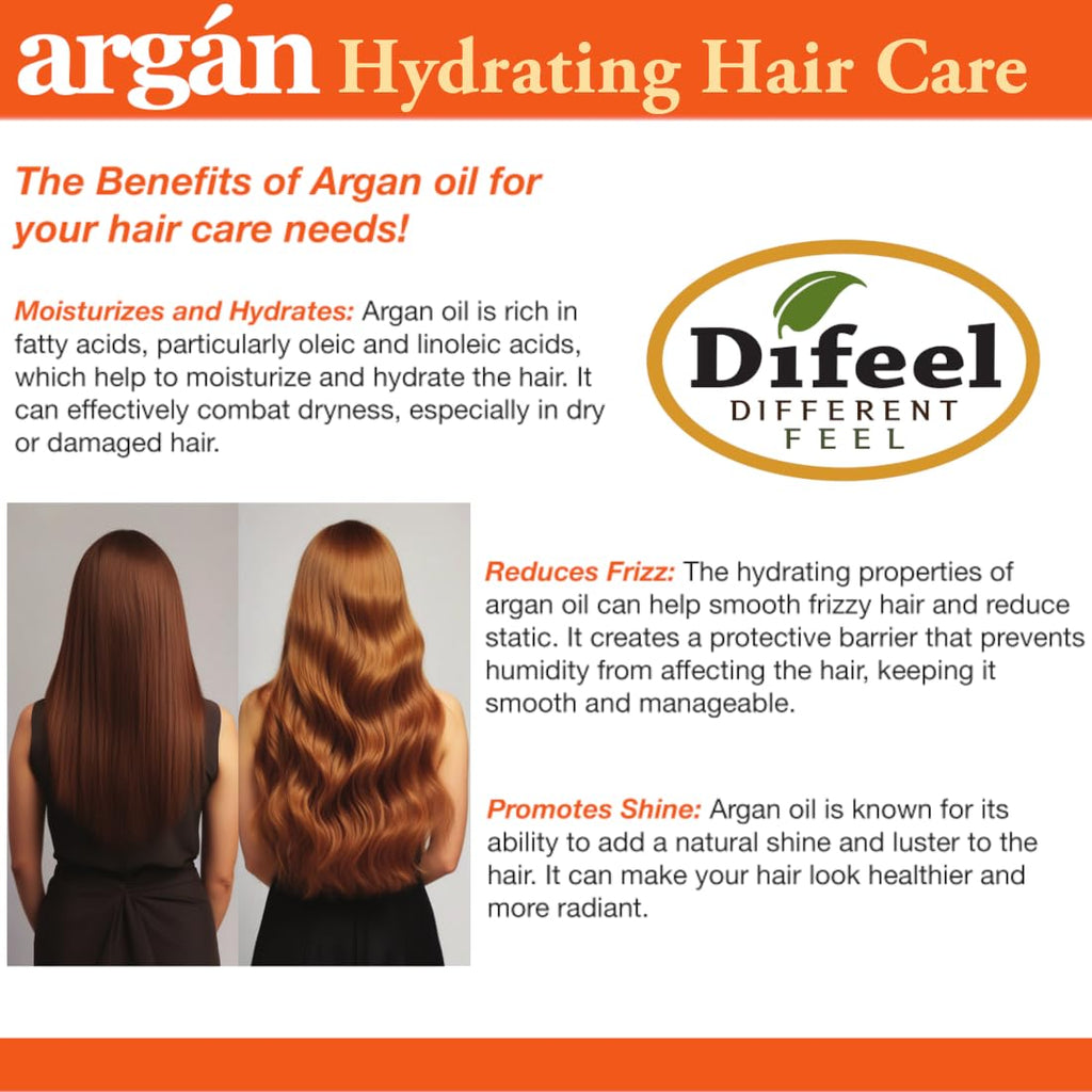 Difeel Argan Hydrating Shampoo 33.8 oz | Sulfate-Free Argan Oil Shampoo