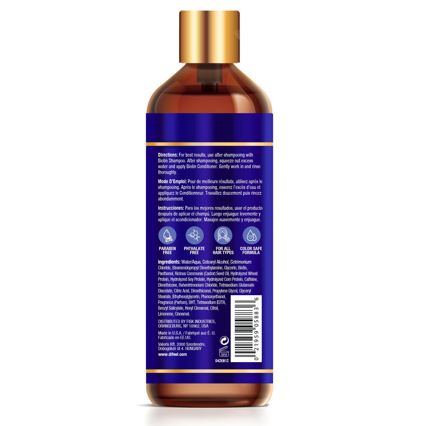 Difeel Elevated Pro-Growth Biotin Conditioner for Hair Growth – Paraben-Free, 12 oz
