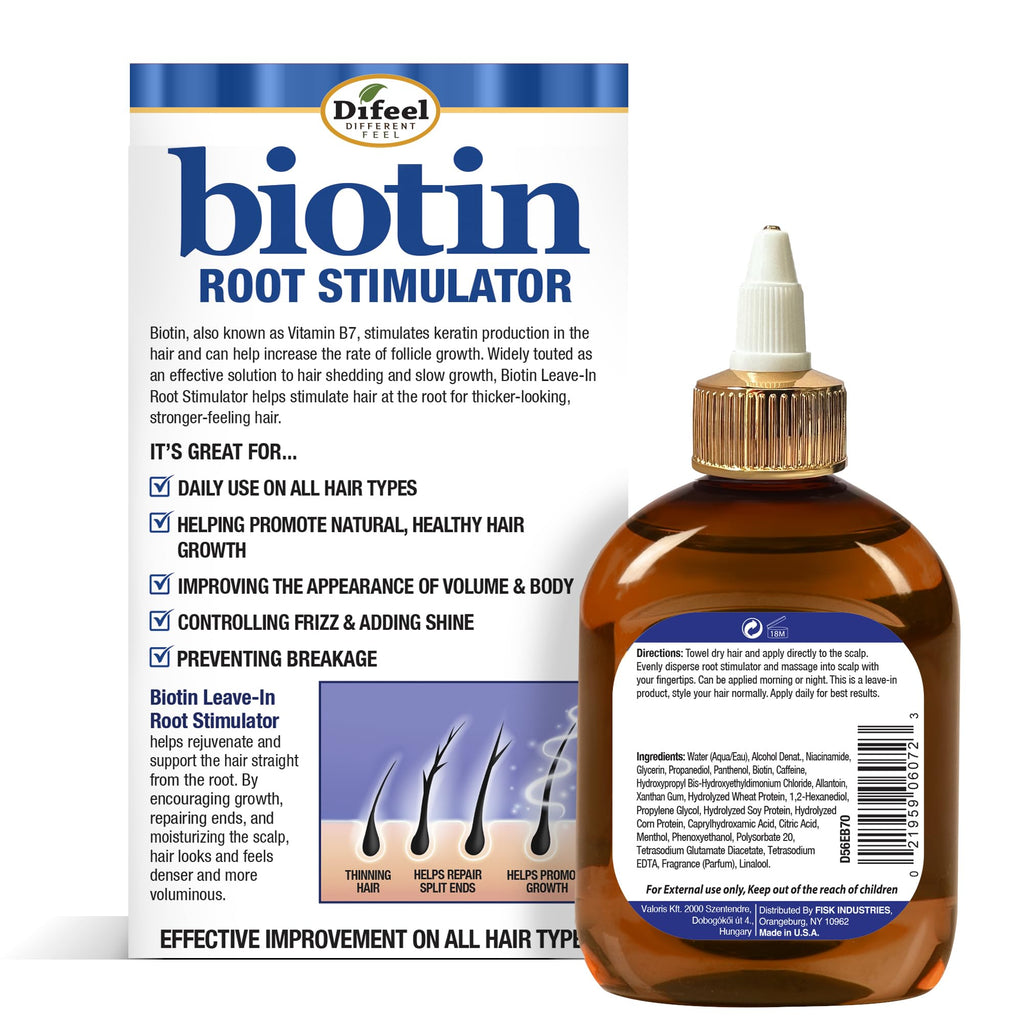 Difeel Biotin Root Stimulator – 7.1 Ounce Leave-In Root Treatment for Strength & Growth | Difeel