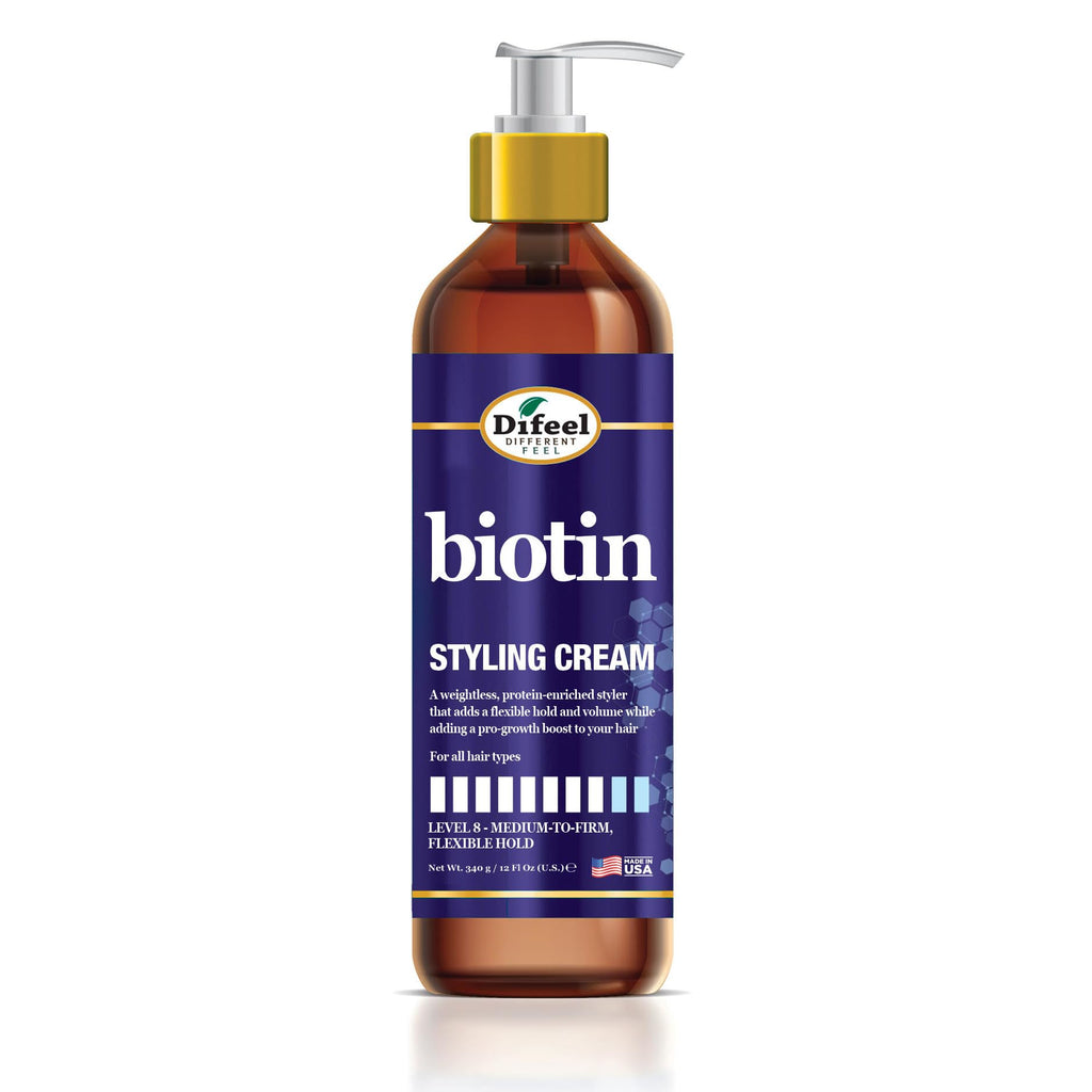 Difeel Biotin Styling Cream 12oz – Level 8 Flexible Hold for All Hair Types
