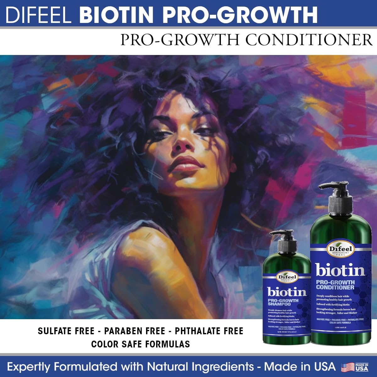 Difeel Elevated Pro-Growth Biotin Conditioner for Hair Growth – Paraben-Free, 12 oz