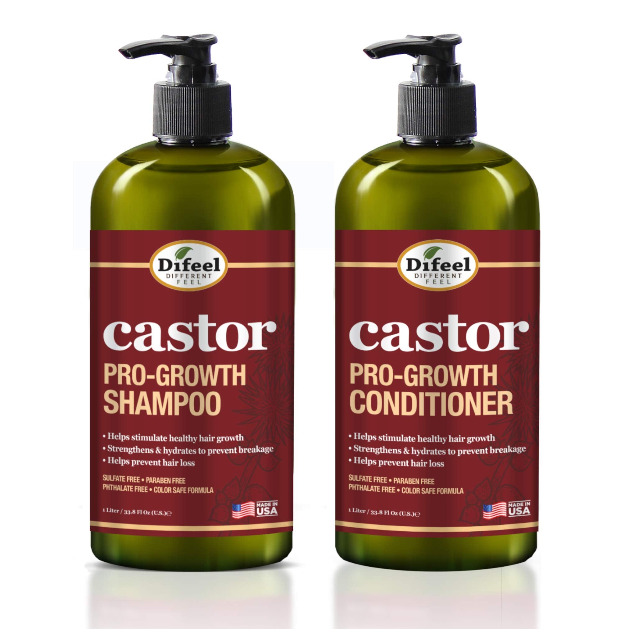 Difeel Castor Pro-Growth Shampoo & Conditioner Gift Box – 33.8 oz Each
