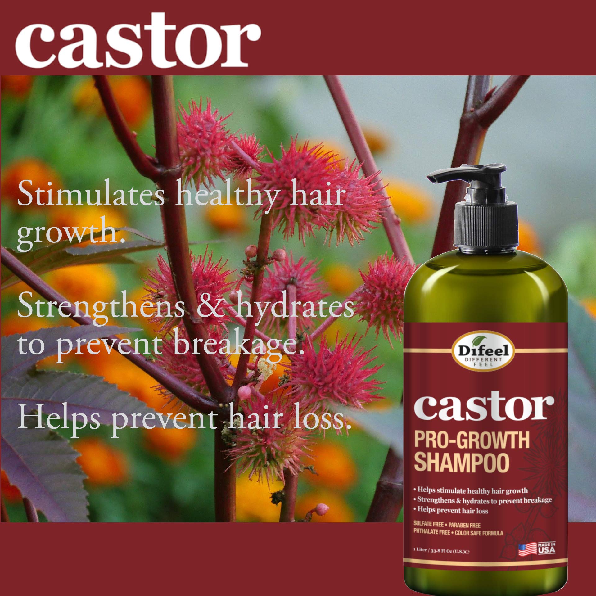Difeel Castor Pro-Growth Shampoo & Conditioner Gift Box – 33.8 oz Each