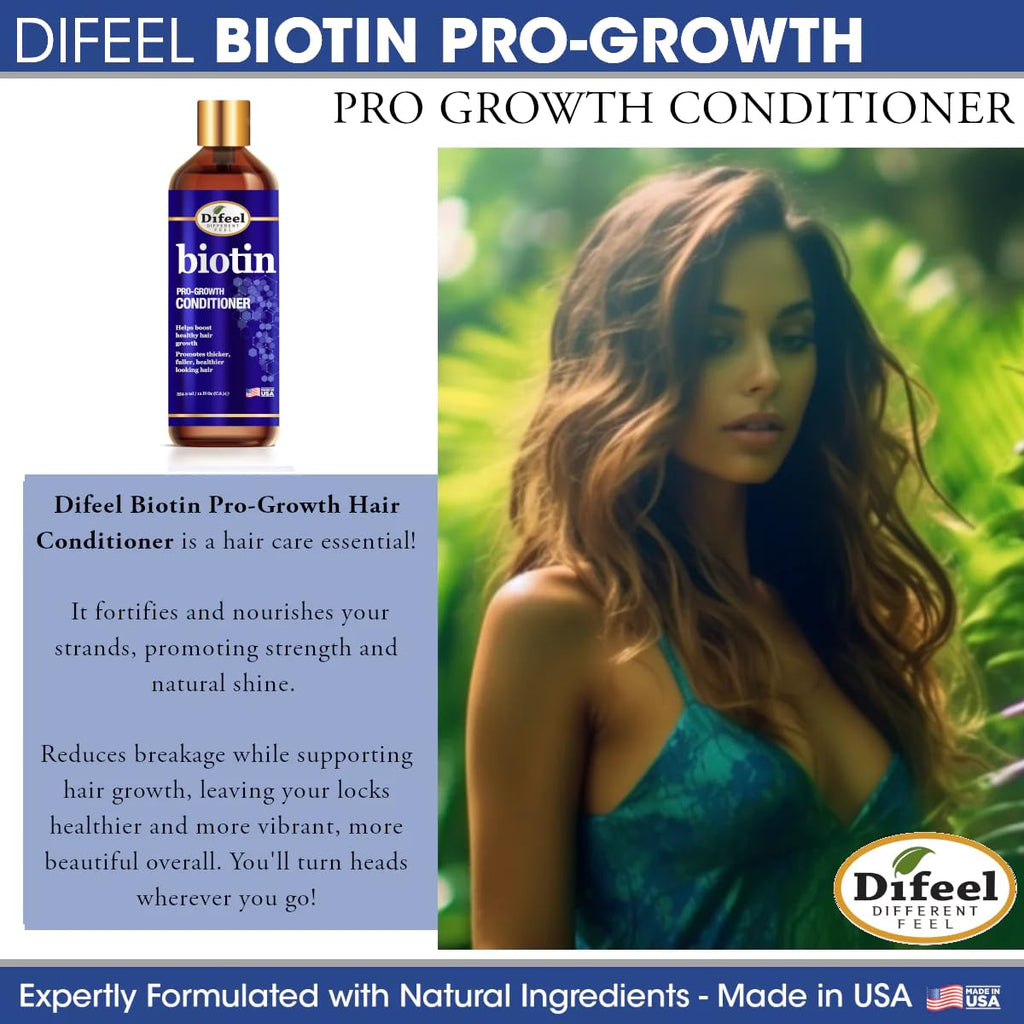 Difeel Elevated Pro-Growth Biotin Conditioner for Hair Growth – Paraben-Free, 12 oz