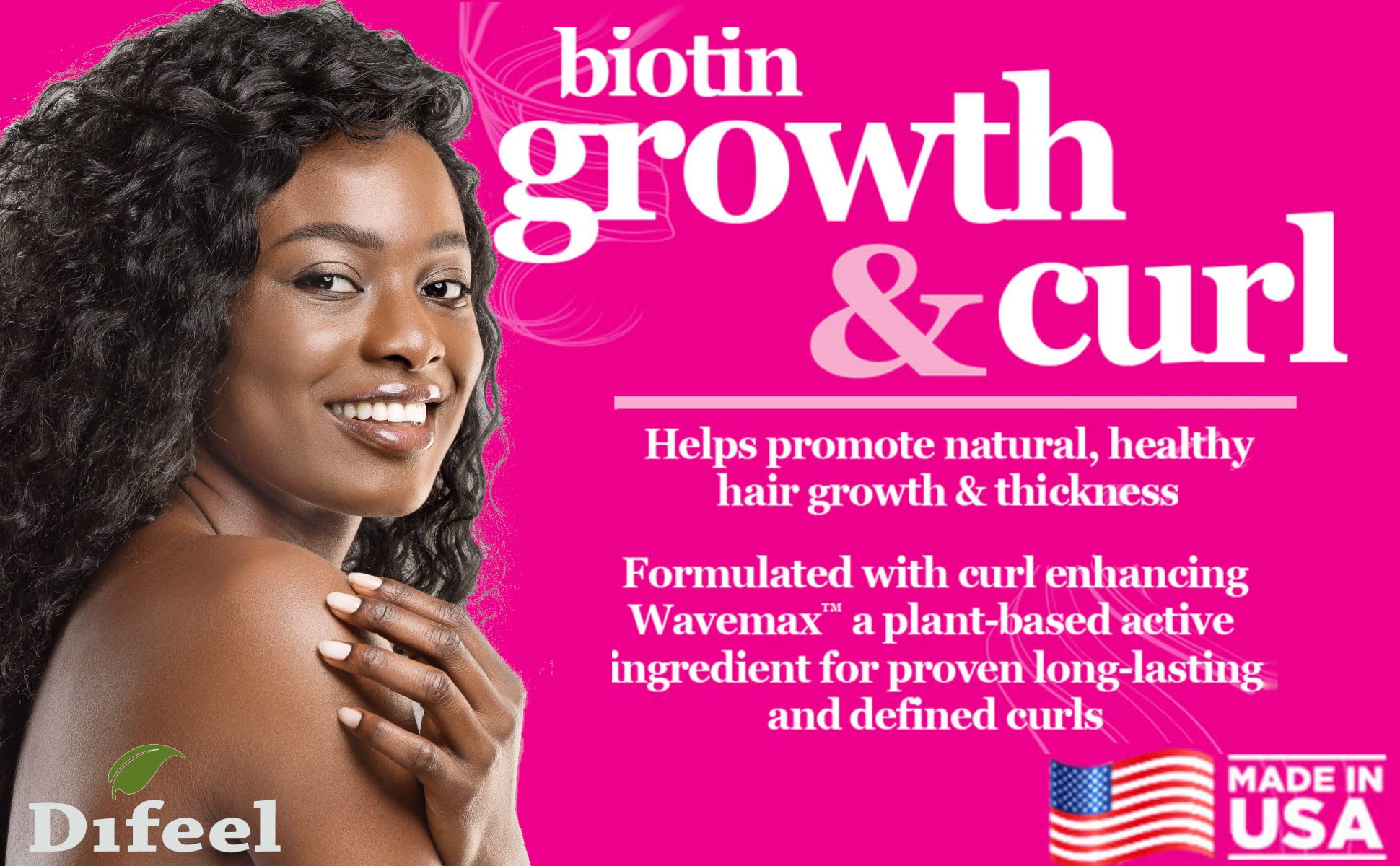 Difeel Growth & Curl Biotin Shampoo 33.8 oz – Curly Hair Growth & Defined Curls