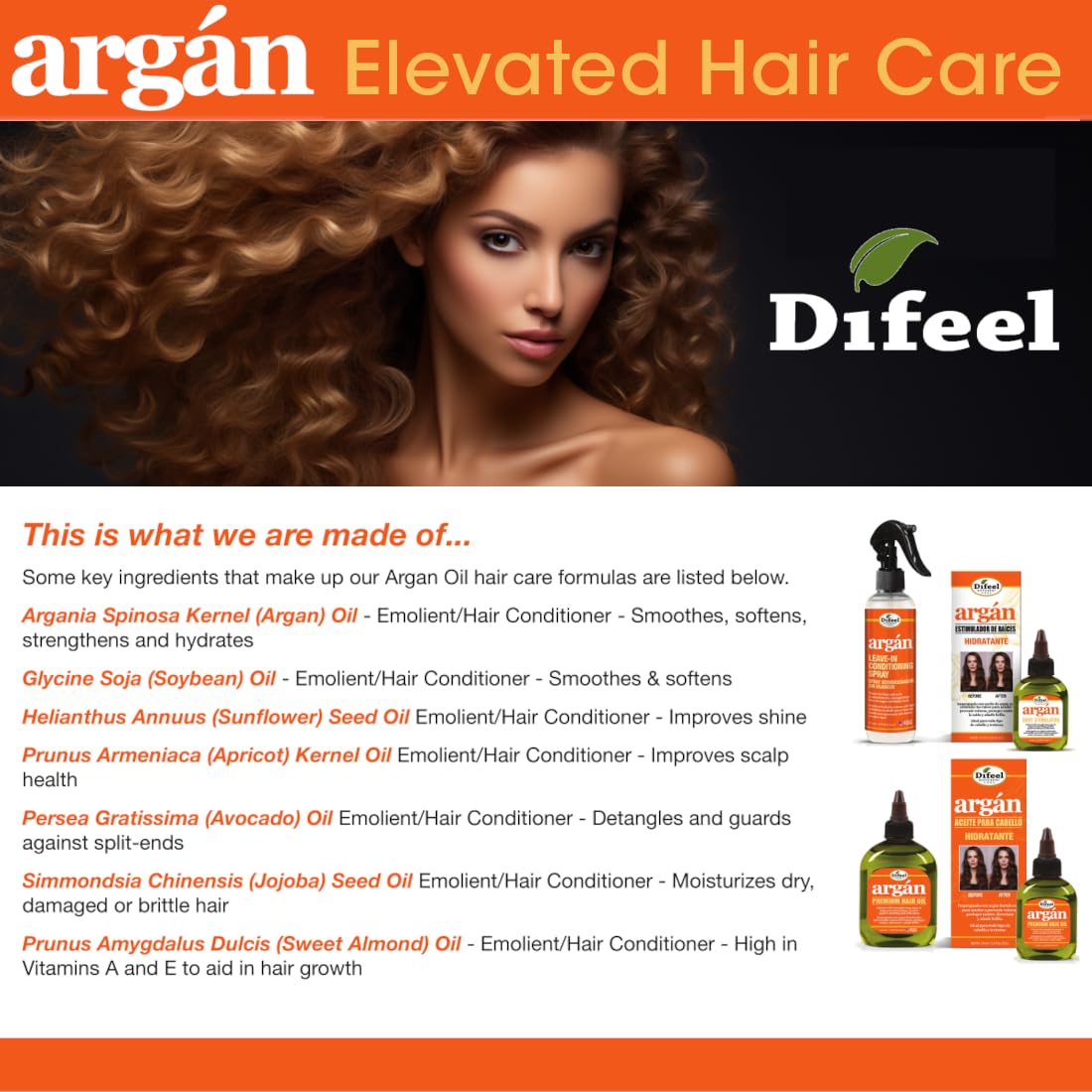 Difeel Premium Argan Hair Oil – Dry Hair Treatment, 7.1 oz
