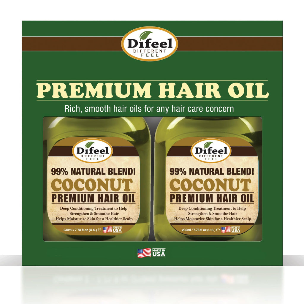 Difeel Premium Natural Hair Oil – Coconut 7.1 oz – Deluxe 2-PC Gift Set