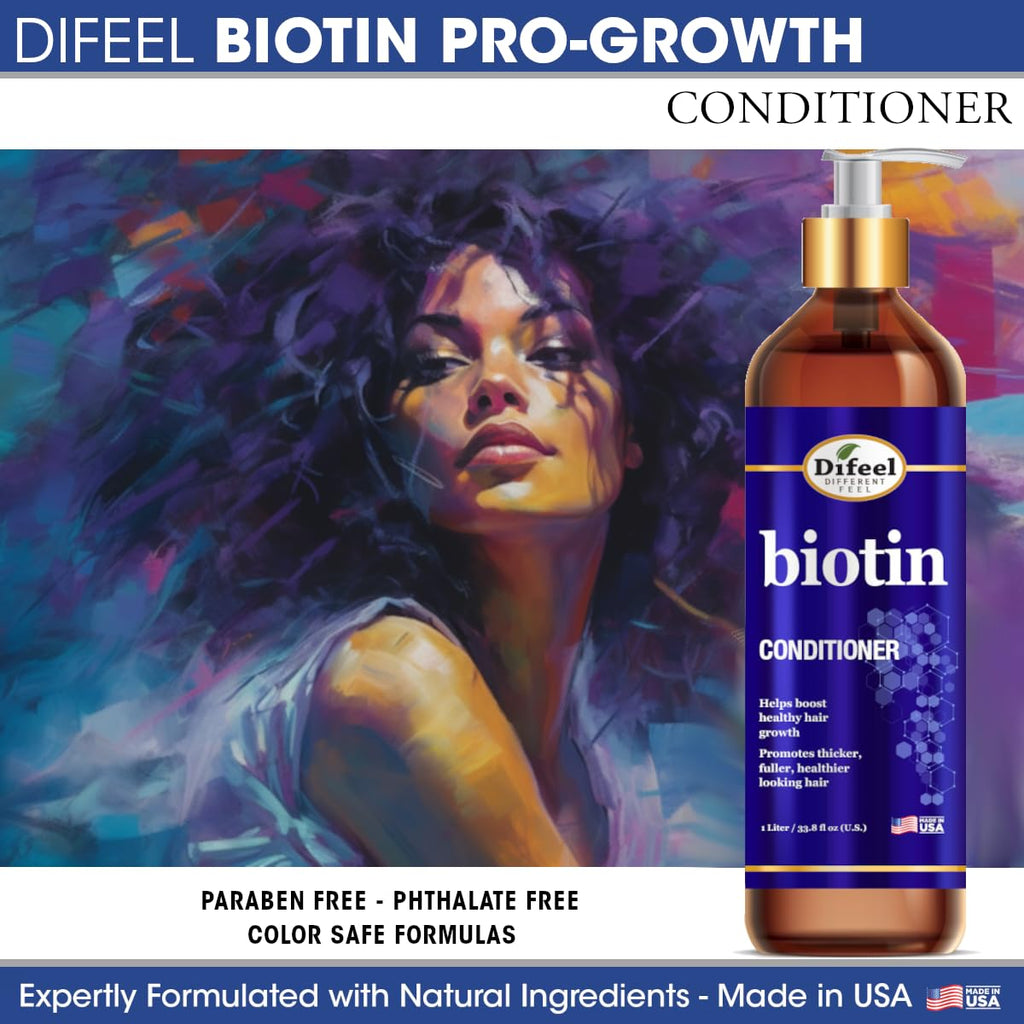 Difeel Pro-Growth Biotin Conditioner for Hair Growth | 33.8 oz | For Thinning Hair