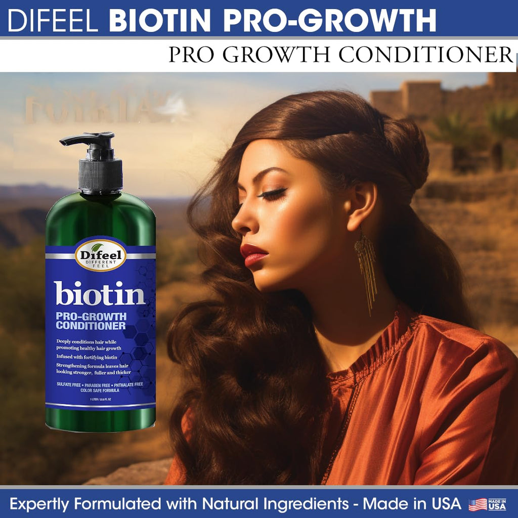 Difeel Pro-Growth Biotin Conditioner for Hair Growth | 33.8 oz | For Thinning Hair